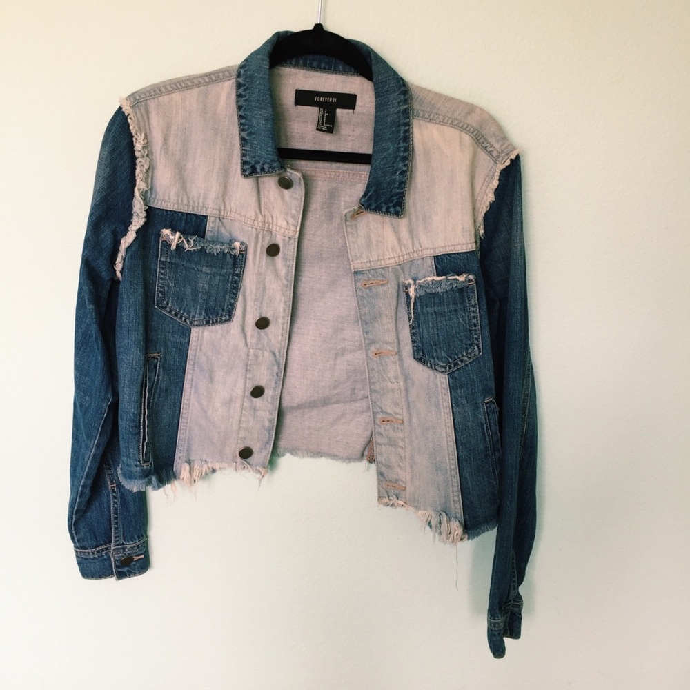 Color block denim jacket